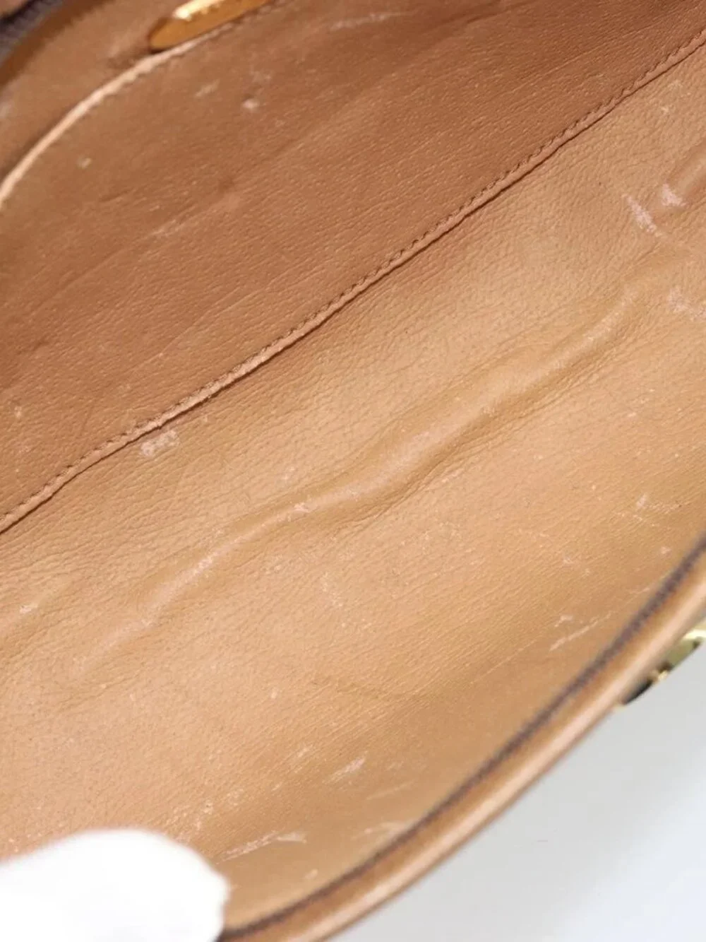 GUCCI GG Plus Supreme Clutch Bag PVC Beige Gold Auth 184487